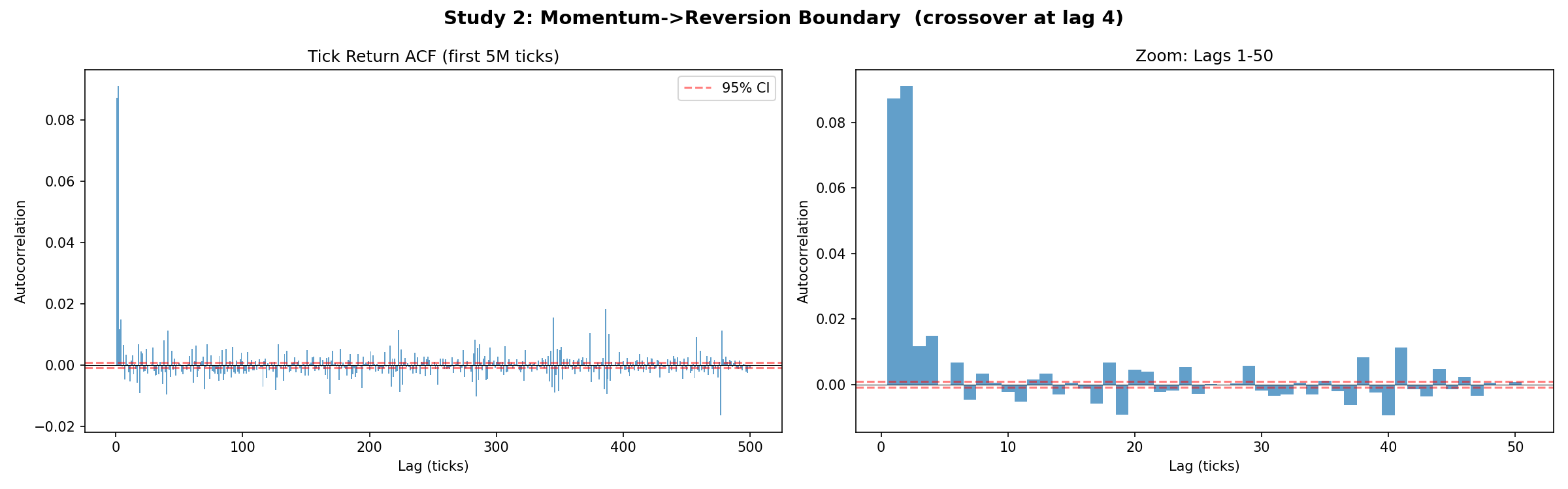 Tick autocorrelation structure